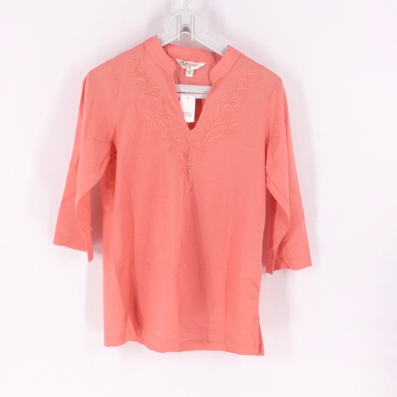 NWT Krazy Kat Coral Embroidered Tunic Top S - Picture 3 of 8